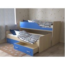 Кровать двухъярусная детская  Дуэт-2   выдвижная, бук/синий