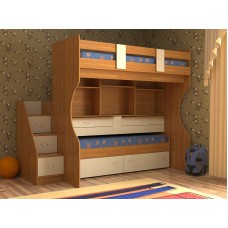 Кровать детская двухъярусная Дуэт-4, цвет ольха+ваниль