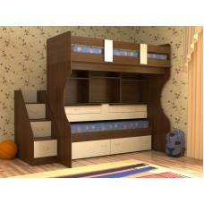 Кровать детская двухъярусная Дуэт-4, цвет орех+ваниль