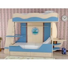 Кровать детская двухъярусная  Кораблик-2., венге/дуб молочный.