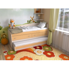 Кровать детская двухъярусная Дуэт-12, дуб молочный/оранжевый