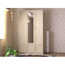 Шкаф для одежды трехстворчатый с зеркалом, цвет дуб молочный