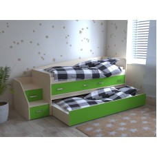 Кровать детская двухъярусная Дуэт-12, дуб молочный/зеленый
