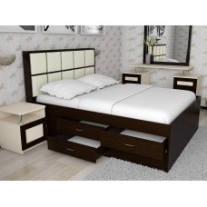 Кровать двуспальная Волна - 4 с комодом, спальное место 160*200, венге